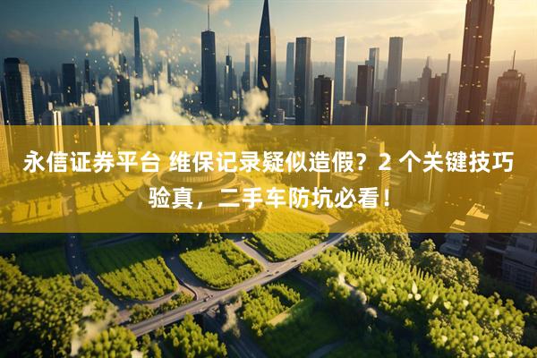 永信证券平台 维保记录疑似造假？2 个关键技巧验真，二手车防坑必看！